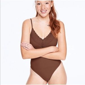 BODYSUIT RIBBED PINK BY VICTORIA SECRET NWT